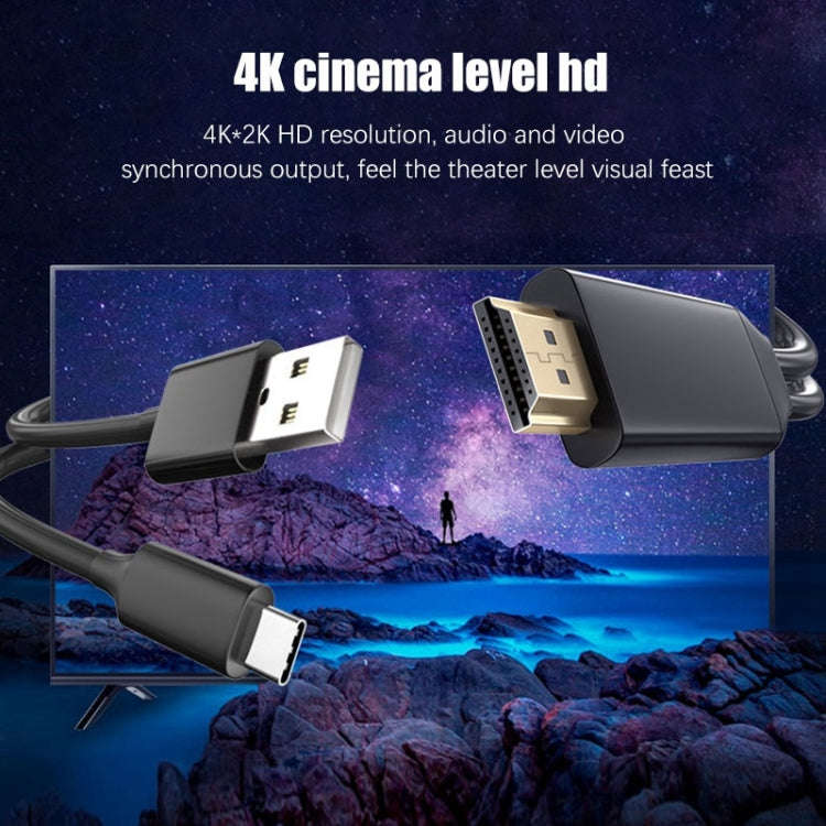 T2 Type C USB To HDMI-Compatible 4K 60Hz HD Cable TV Screen Connector for Phones, Tablets, Laptop...