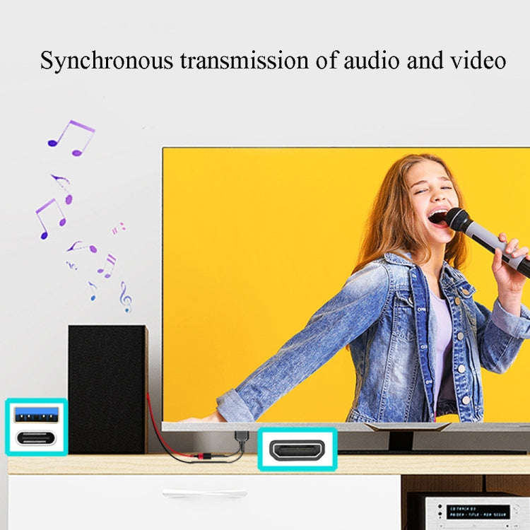 L3B Type-C USB To HDMI-Compatible  Audio Transfer Three-In-One HD Cable TV Screen Connector(Black)