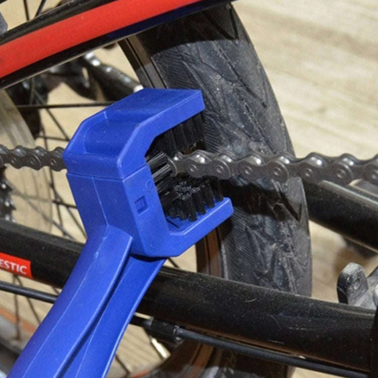 1 Set BG-7168 Bicycle And Motorcycle Cleaning Brush Three-Sided Chain Brush, Colour: Blue + Small...