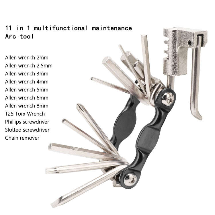 BG-9835D Bicycle Multi-Function Maintenance Curved 11 In 1 Tool Mountain Highway Bike With Interc...