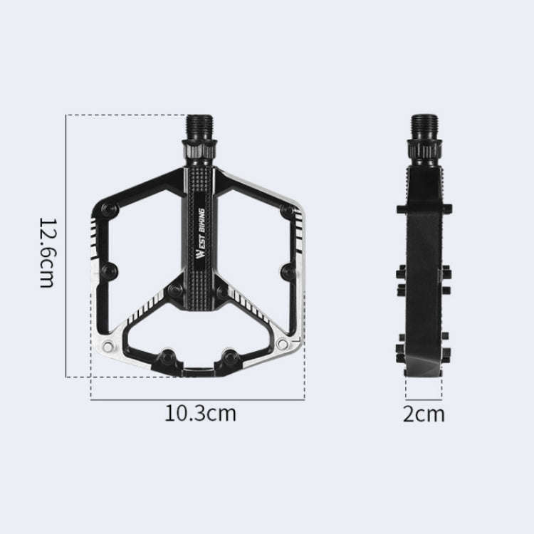 WEST BIKING Bicycle Aluminum Alloy Chromium Molybdenum Steel Axle Pedal(Black)