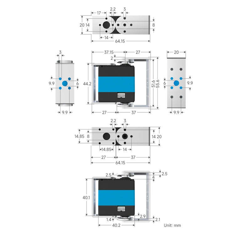 Waveshare 24703 25kg.cm Wide Range Voltage ST3020 Serial Bus Aervo