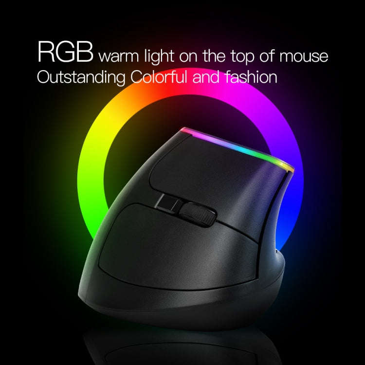 DELUX M618DB 6-Keys 1600 DPI RGB Vertical Wireless Bluetooth Dual-Mode Mouse(Lithium Bluetooth Ve...