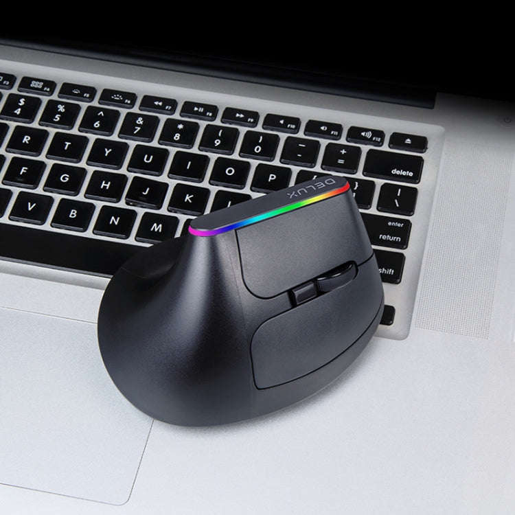 DELUX M618DB 6-Keys 1600 DPI RGB Vertical Wireless Bluetooth Dual-Mode Mouse(Lithium Bluetooth Ve...