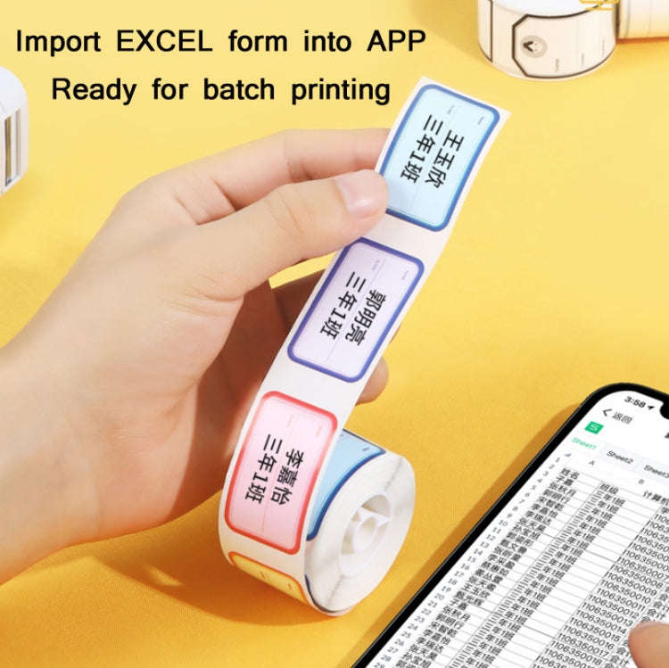 NIIMBOT D101 Handheld Portable Bluetooth Smart No Ink Label Printer, Model: Standard+2 Roll White...