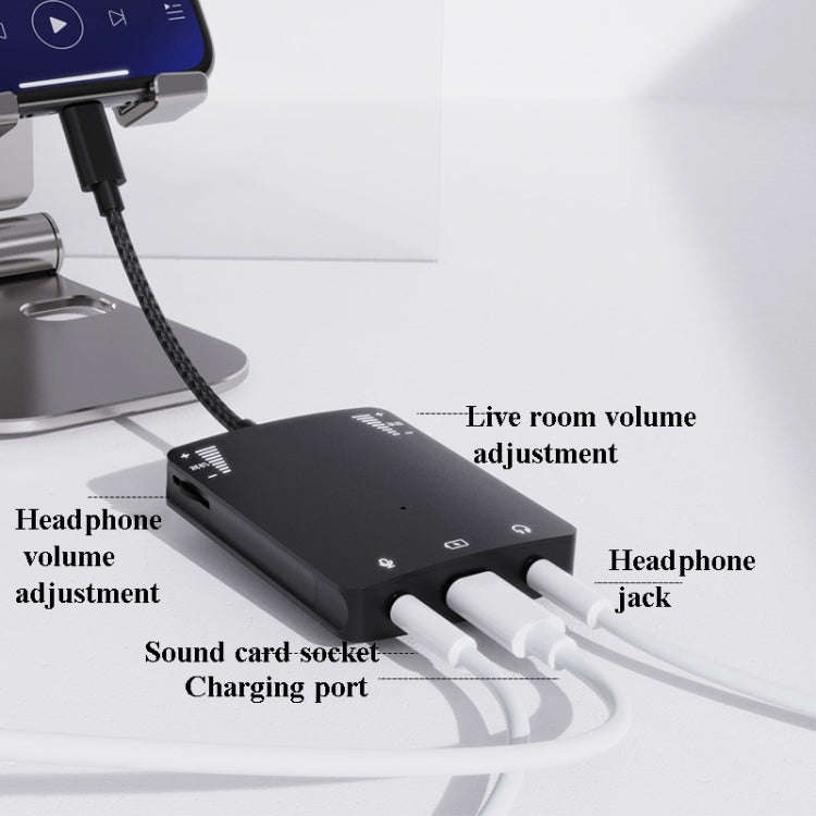 8 Pin Live Mobile Phone Sound Card Converter For iPhone 6 And Above