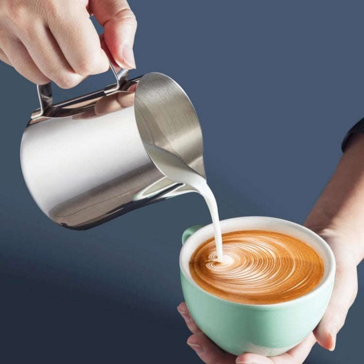 350ml  Inner Scale Pull Flower Cup Stainless Steel Milk Foam Cup Coffee Utensils