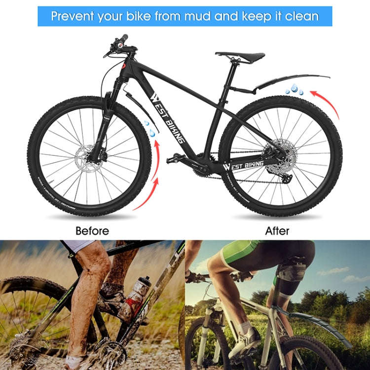 WEST BIKING Mountain Bike Retractable Folding Mudguards(Black)