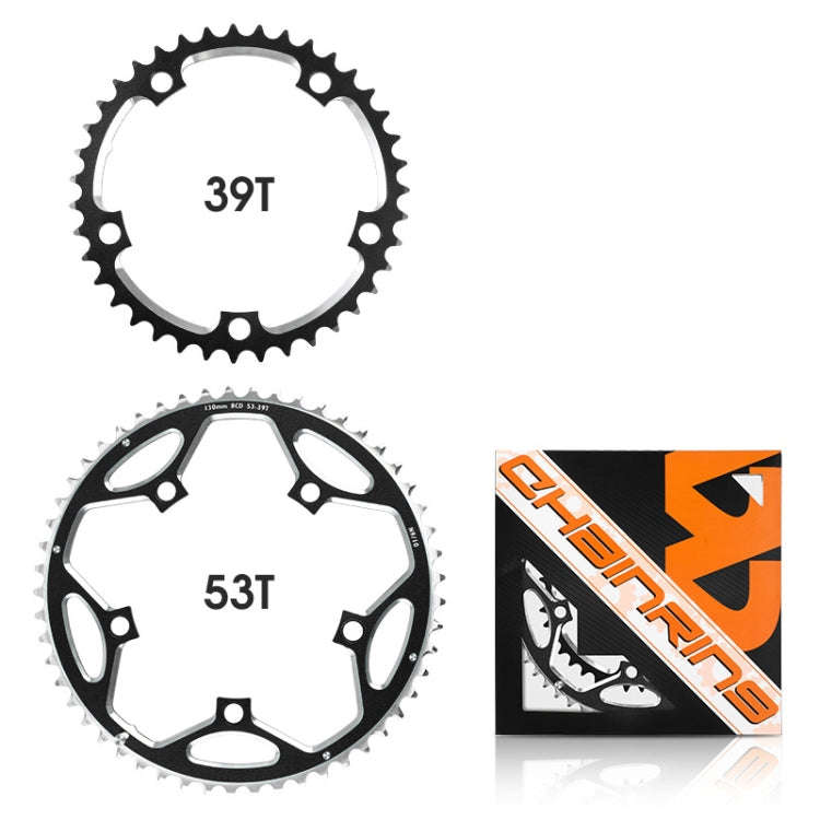 WEST BIKING 2-Piece 53t-39t Road Bike Aluminum Alloy Gear(Black)