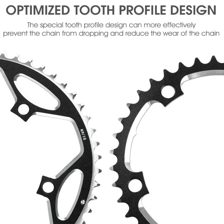 WEST BIKING 2-Piece 53t-39t Road Bike Aluminum Alloy Gear(Black)