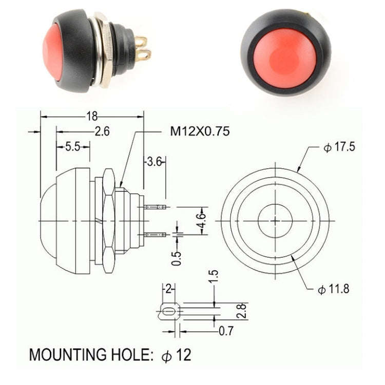 10 PCS Small Waterproof Self-Reset Button Switch(Orange)