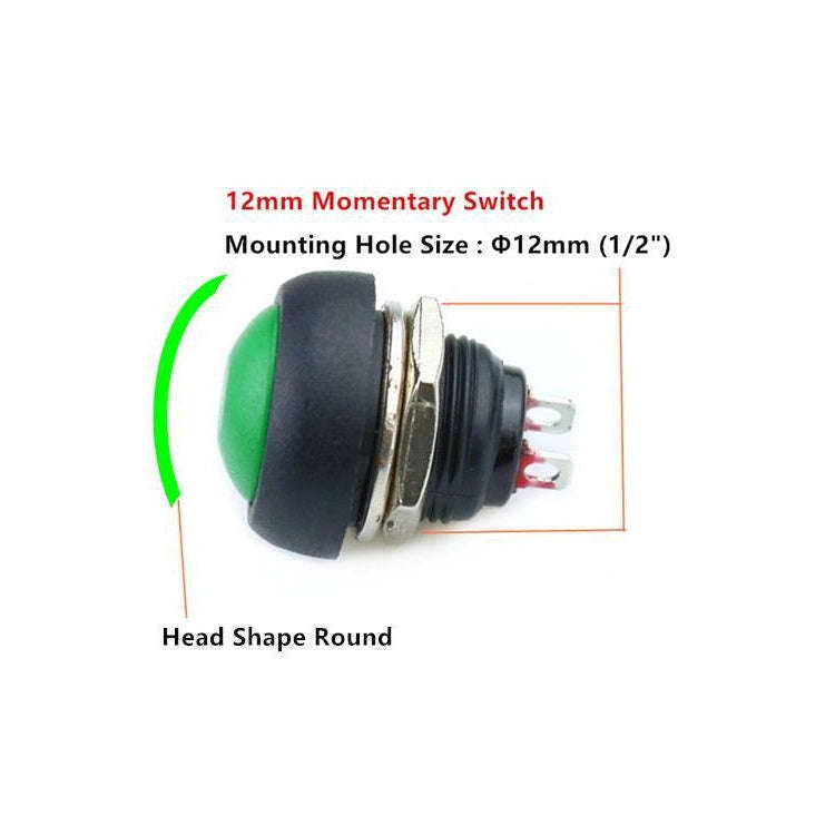 10 PCS Small Waterproof Self-Reset Button Switch(Green)