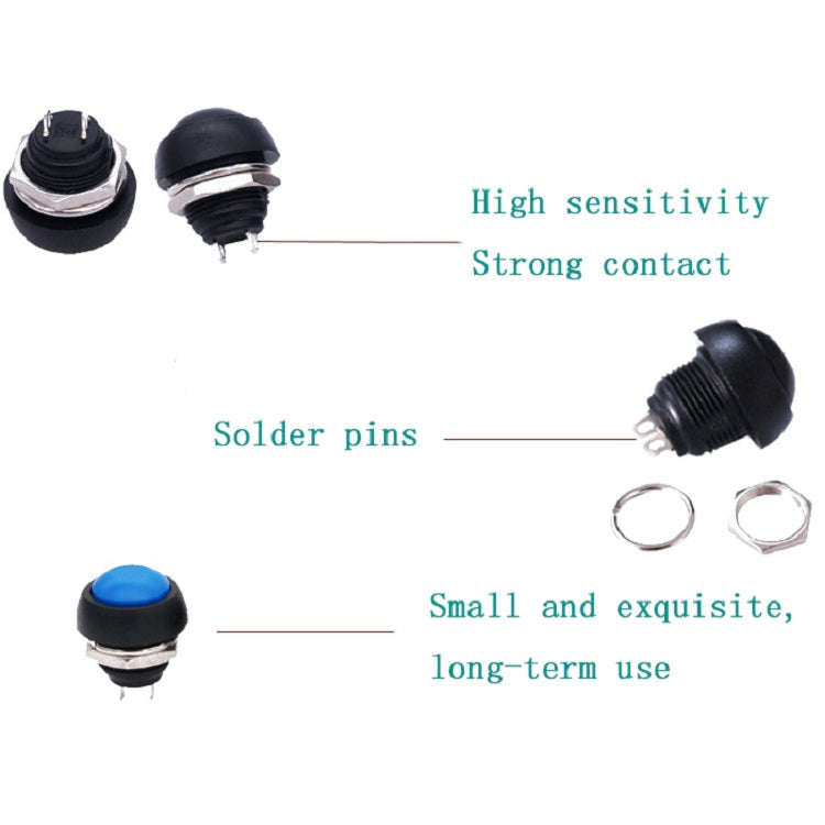 10 PCS Small Waterproof Self-Reset Button Switch(Green)