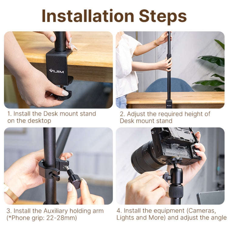 Ulanzi  Vijim LS02  Live Desktop Extension Arm Light Stand  For Ring Light DSLR Camera