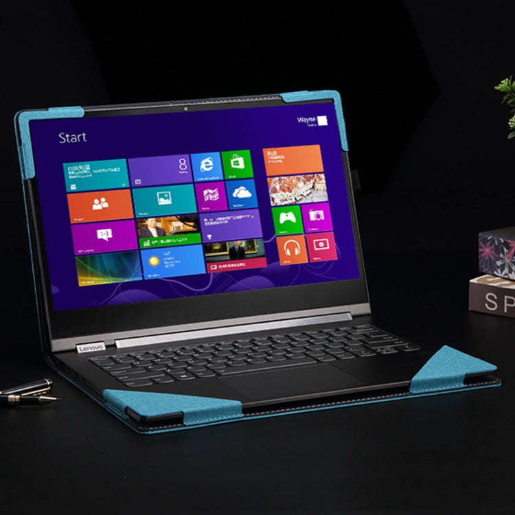 13.9 inch PU Leather Laptop Protective Cover For Lenovo Yoga 5 Pro / Yoga 910(Blue)