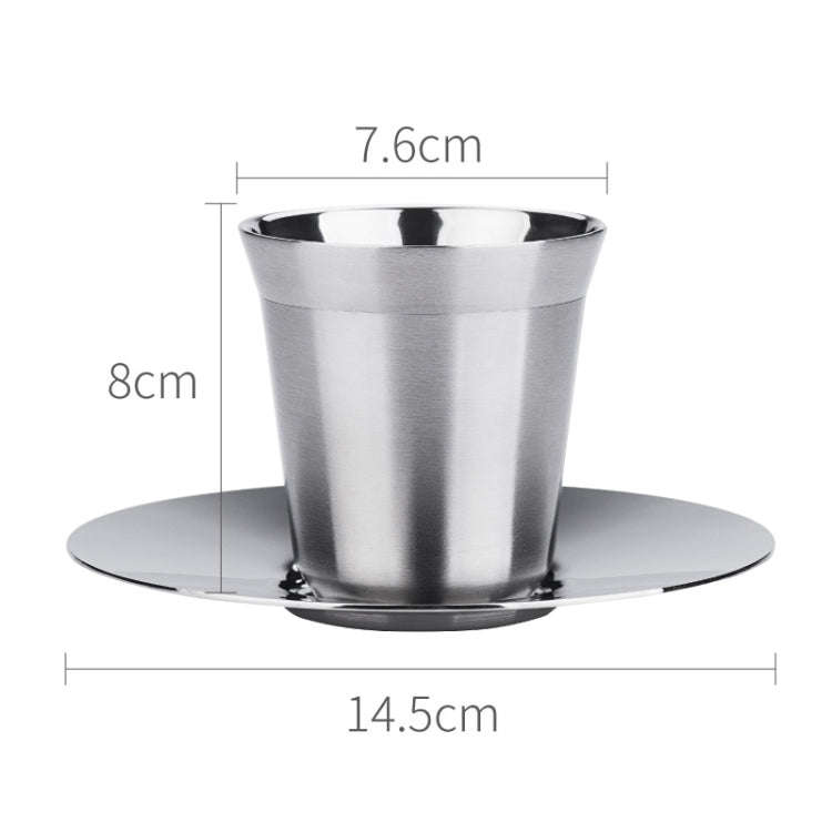 304 Stainless Steel Coffee Capsule Cup Double Insulation Coffee Cup, Style: Large Coffee Cup+Dish