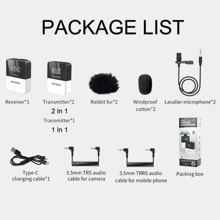 MAMEN KT-W1 Live Single-Reverse Camera Microphone, Specification: 2 in 1
