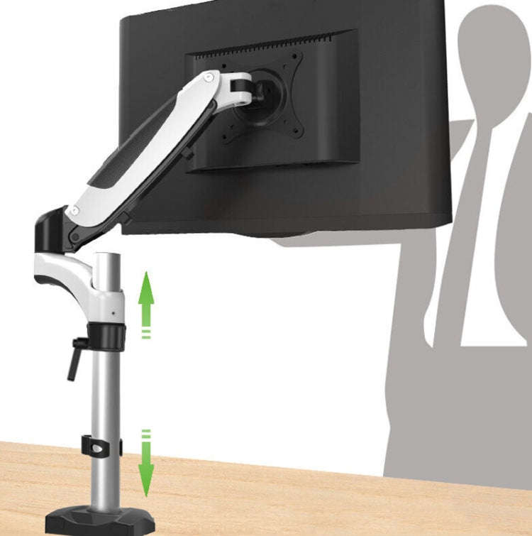 Gibbon Mounts Desktop Lifting Rotating Computer Monitor Stand, Specification Table Clip White GM112C