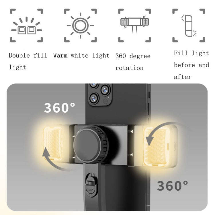 CYKE Q08D Handheld Dual Light Bluetooth Mobile Phone Selfie Stick(Black)