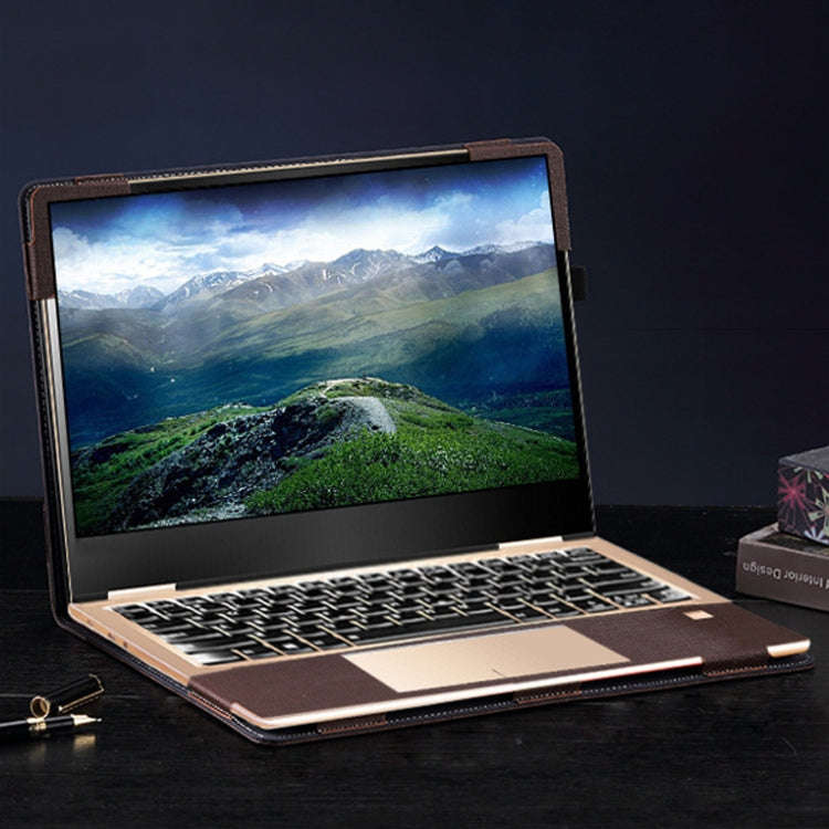 Laptop PU Leather Protective Case For Lenovo Yoga 720-13(Gentleman Gray)