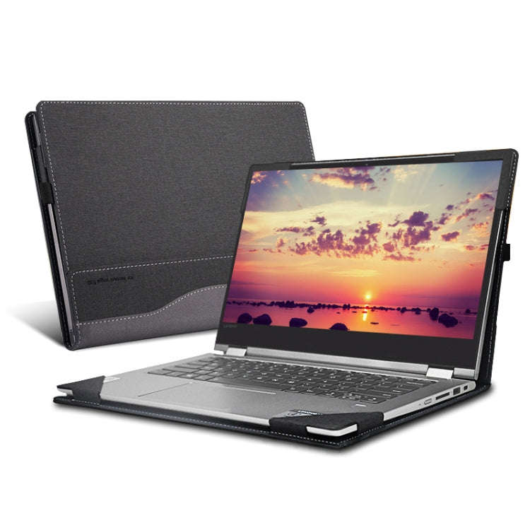 Laptop PU Leather Protective Case For Lenovo Yoga 530-14(Dark Gray)