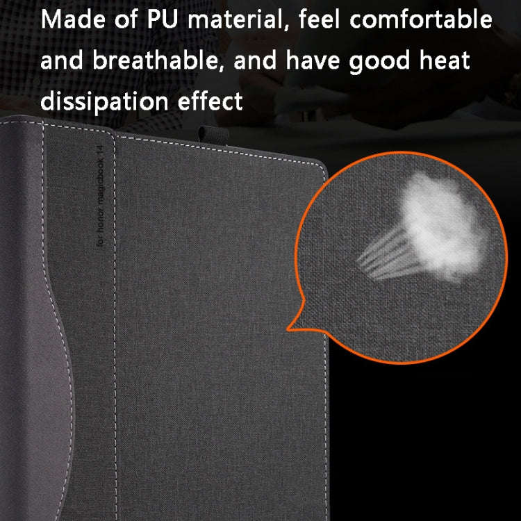 PU Leather Laptop Protective Case For Huawei Honor MagicBook(Dark Blue)