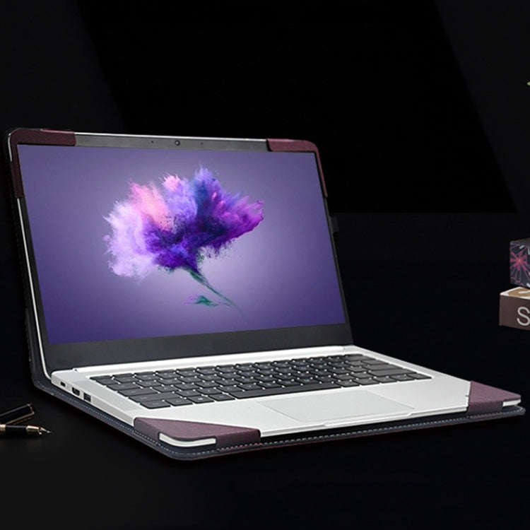 PU Leather Laptop Protective Case For Huawei Honor MagicBook(Dark Blue)