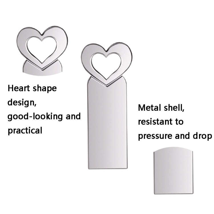 Zshqu2 Heart-Shaped USB 2.0 High Speed Metal USB Flash Drives, Capacity: 4GB(White)