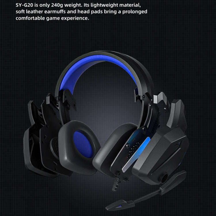 Soyto SY-G20 RGB Dual Streamer Gaming Computer Headset, Style: Lighting Version (Black Blue)