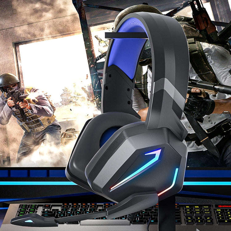 Soyto SY-G20 RGB Dual Streamer Gaming Computer Headset, Style: Lighting Version (Black Blue)