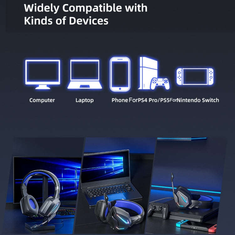 Soyto SY-G20 RGB Dual Streamer Gaming Computer Headset, Style: Lighting Version (Black Blue)