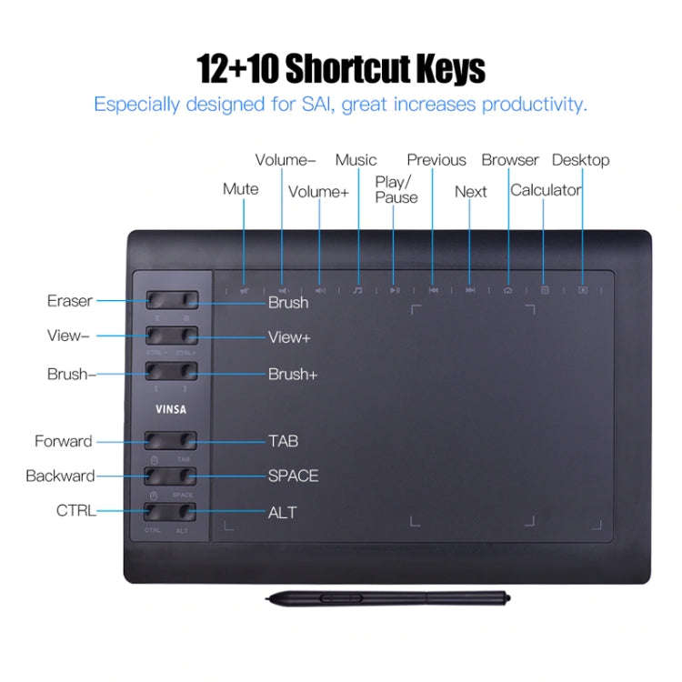 VINSA VIN1060PLUS Hand Painting Digital Board, Style: Package 1