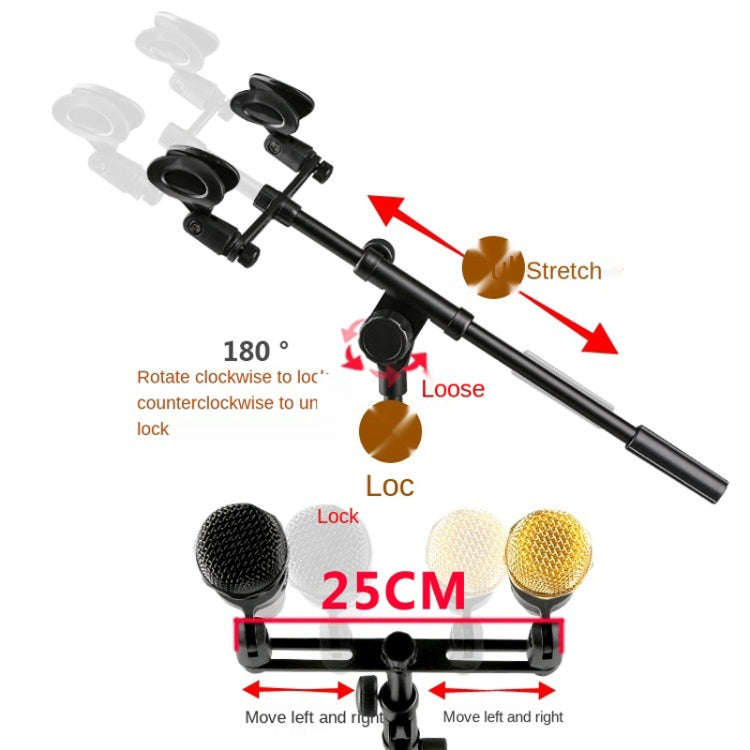 A16 Double-headed  Microphone Clip Aluminum Pole Microphone Accessories
