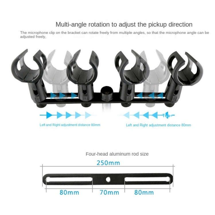 A18 Four-headed  Microphone Clip Aluminum Pole Microphone Accessories