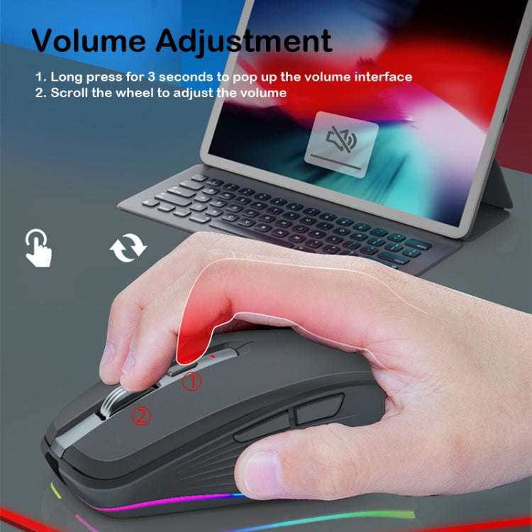 Fmouse M303 2400DPI Bluetooth&2.4G Dual Modes Rechargeable RGB Mouse(Gray)
