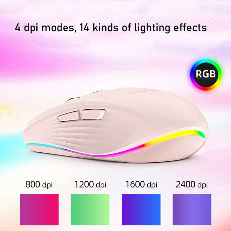 Fmouse M303 2400DPI Bluetooth&2.4G Dual Modes Rechargeable RGB Mouse(Gray)