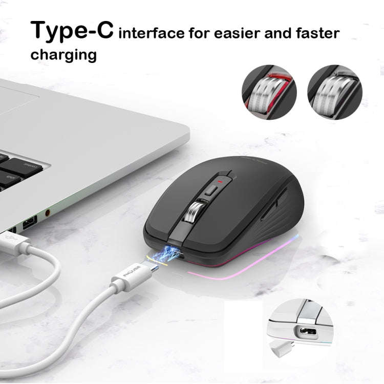 Fmouse M303 2400DPI Bluetooth&2.4G Dual Modes Rechargeable RGB Mouse(Gray)