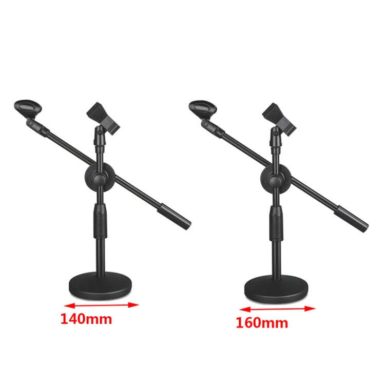 LKT-300 30-65cm Full Metal Disc Base Dual Microphone Stand,Size: 160mm Base