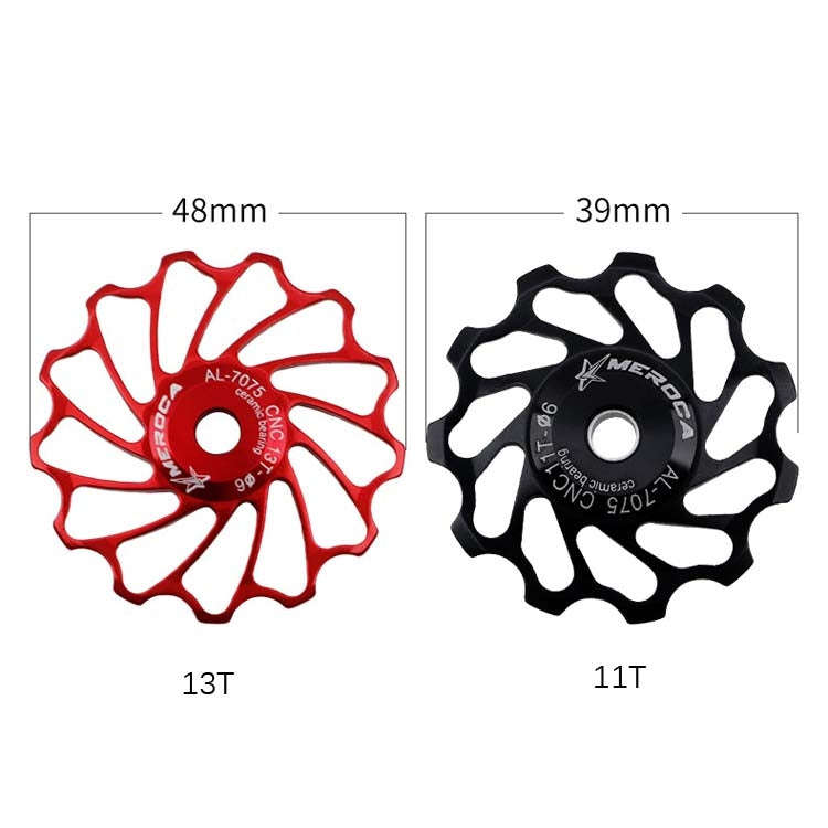 MEROCA Ceramic Bearing Mountain Bike Guide Wheel(13T Red)