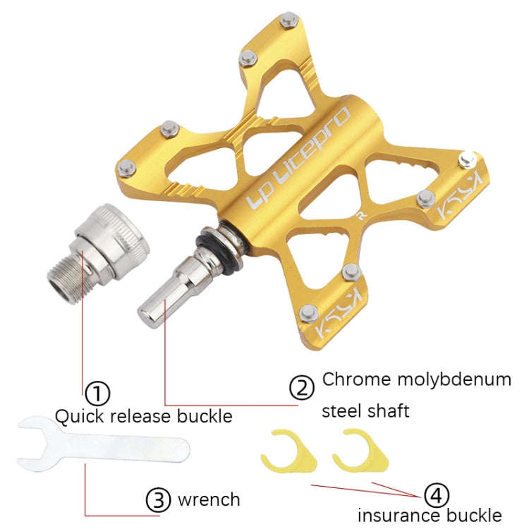 LP LitePro K5 Folding Bkie Aluminum Alloy Bearin Pedals(Silver)