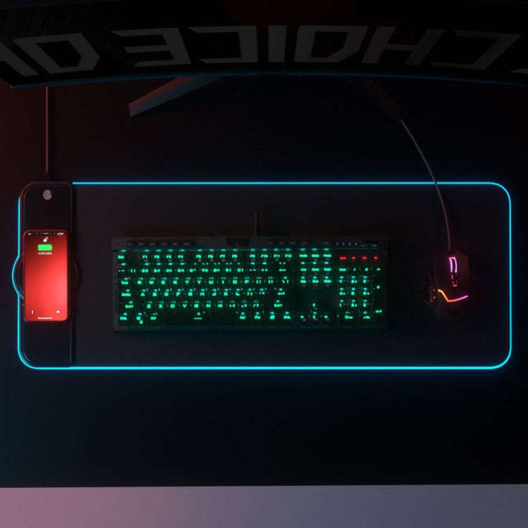 K9186 Multifunctional RGB Lighting Mouse Pad With Wireless Charger(Colorful)