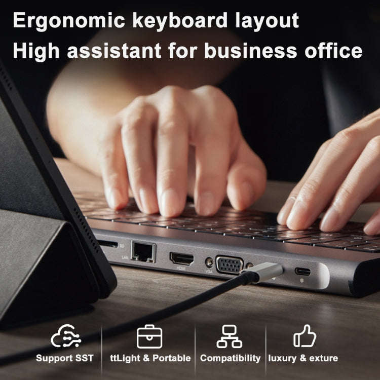 QGeeM 11 In 1 TYPE-C Extension HUB Adapter With Keyboard Function(QG-UH11-2)