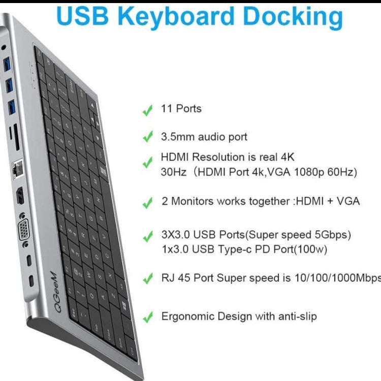 QGeeM 11 In 1 TYPE-C Extension HUB Adapter With Keyboard Function(QG-UH11-2)
