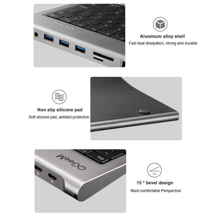 QGeeM 11 In 1 TYPE-C Extension HUB Adapter With Keyboard Function(QG-UH11-2)