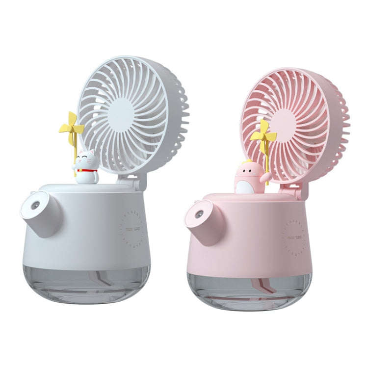 A04a USB Cute Pet Kettle Spray Desktop Fan(White Lucky Cat)