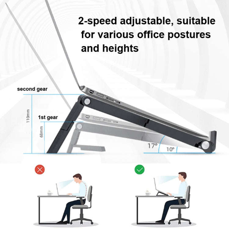 X1 Plastic Silicone Non-Slip Foldable Laptop Stand(Black)