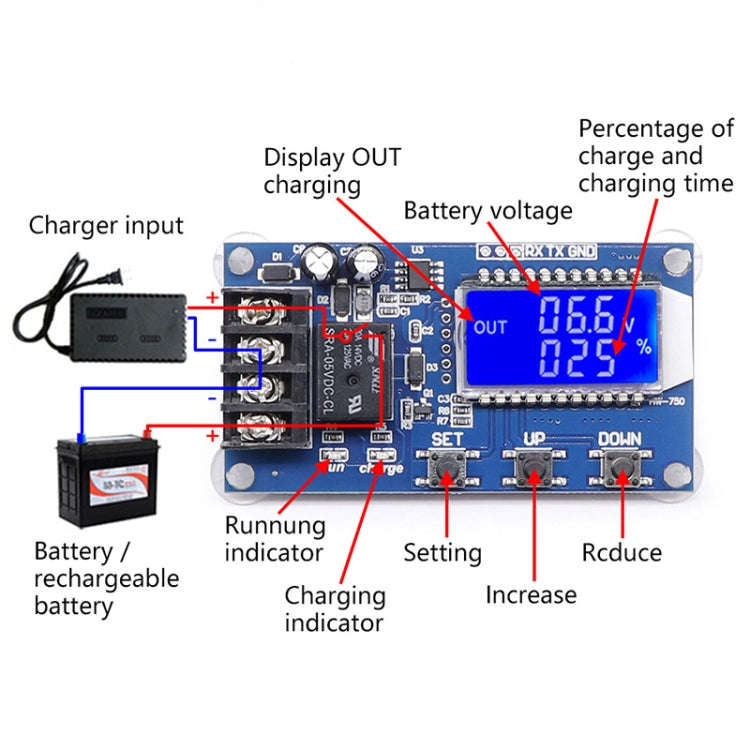 XY-L10A 6-60V CNC Full Power Off Over Charge Protection Switch(PCB)