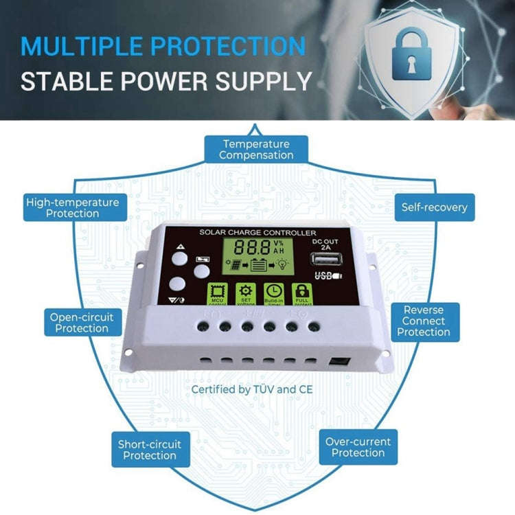 30A LED Smart Off-Grid System Lithium Battery Solar Street Light Charge Controller