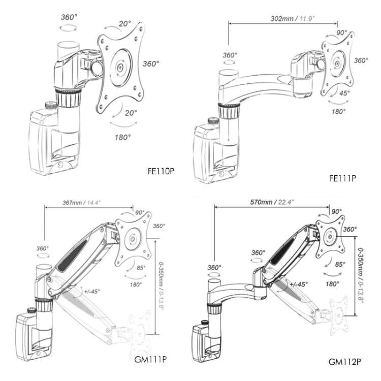 Gibbon Mounts  Lifting and Rotating Computer Monitor Bracket Slide Rail Bracket,Model: GM111P