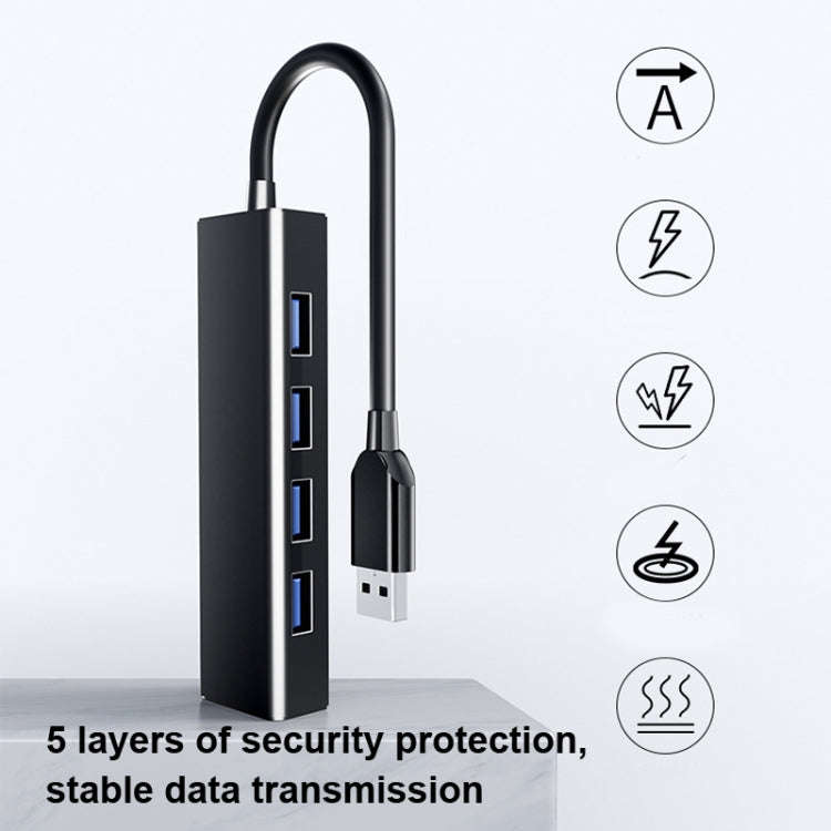 4 X USB 2.0 Ports HUB Converter, Cable Length: 15cm,Style With Light Bar White